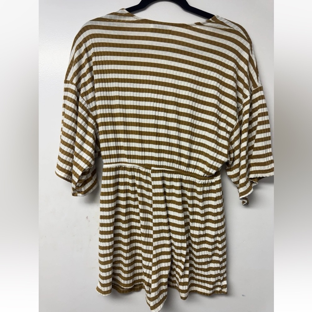 Urban Outfitters Mustard Striped Romper Womens M USA Deep V Boho Festival C - Picture 3 of 8